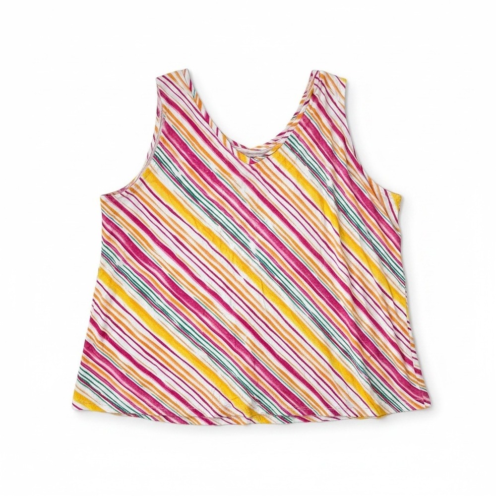 Womens 4X 34/36 Striped Cotton Sleeveless Tank Top Colorful Plus